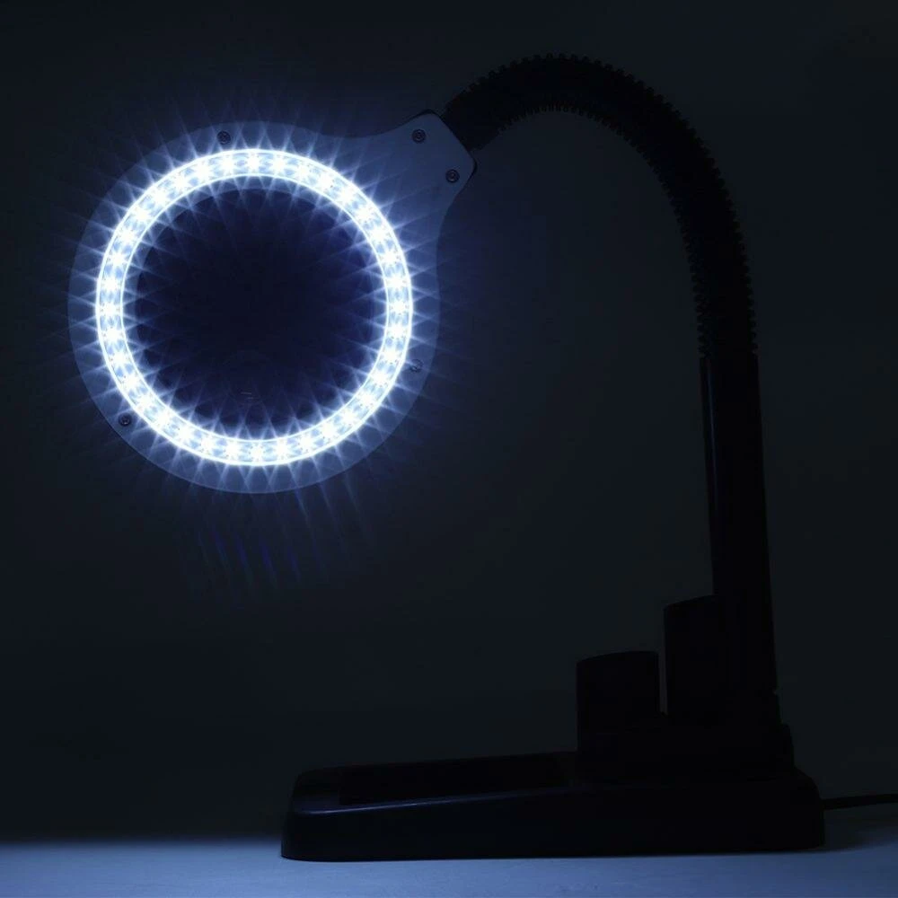 Crafts 5X 10X LED Desk Magnifier Lamp - 40 LEDs Glass Lens Light for Repair - Image 2