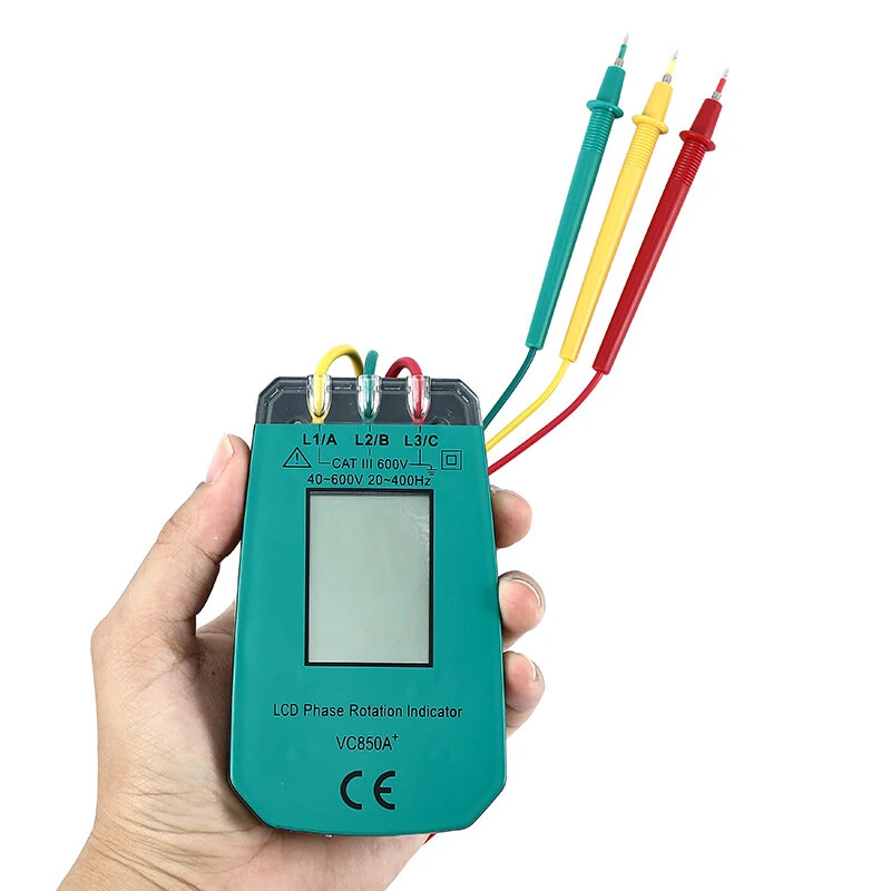 3 Phase Tester - Digital Phase Sequence Indicator | 40V-600V AC Voltage Detector - Image 2
