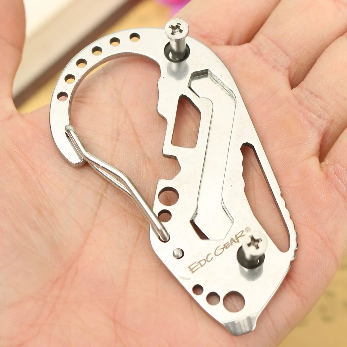 Multifunctional Tool - Stainless Steel Carabiner Wrench Key Holder EDC Outdoor Tool - Image 5