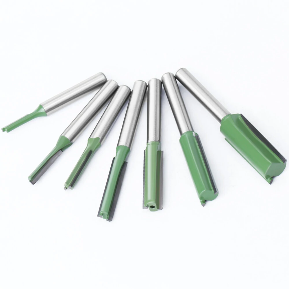 7PCS Straight Cut Router Bit Set - 1/4 Shank Tungsten Carbide for Woodworking - Image 4