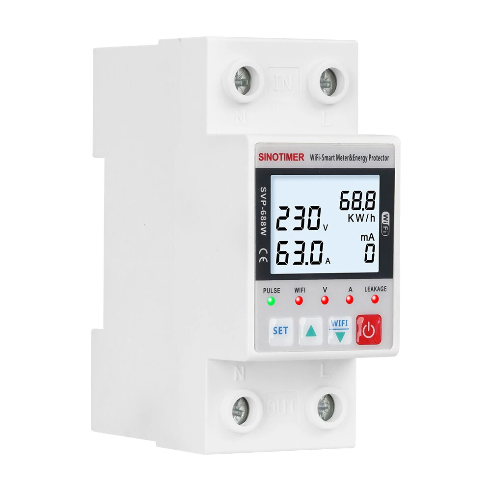 SINOTIMER SVP688 WiFi Energy Meter | Voltage Current Leakage Protection | Real-Time Monitoring & Timing Modes - Image 2