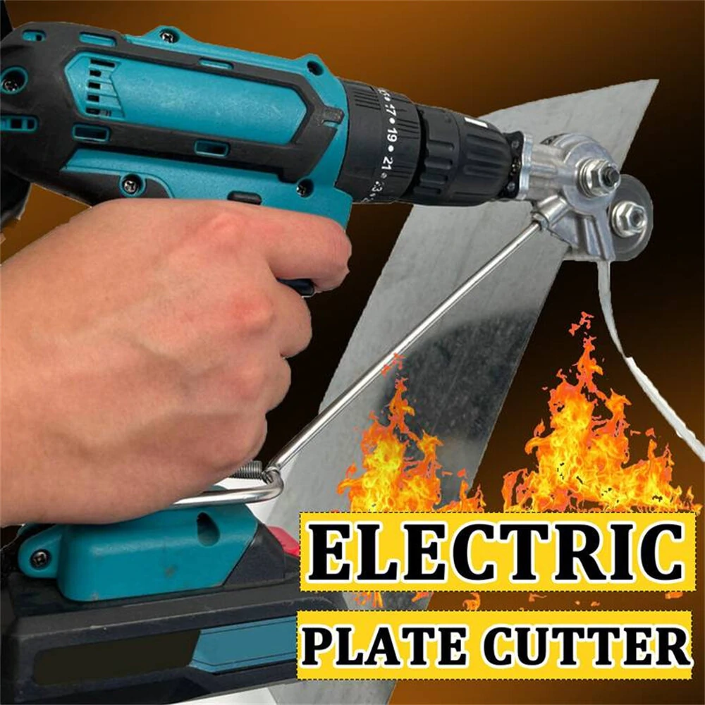 Universal Electric Drill Plate Cutter Set - Metal Shear for Iron Steel Sheets up to 1.5mm | Essential DIY Tool - Image 2