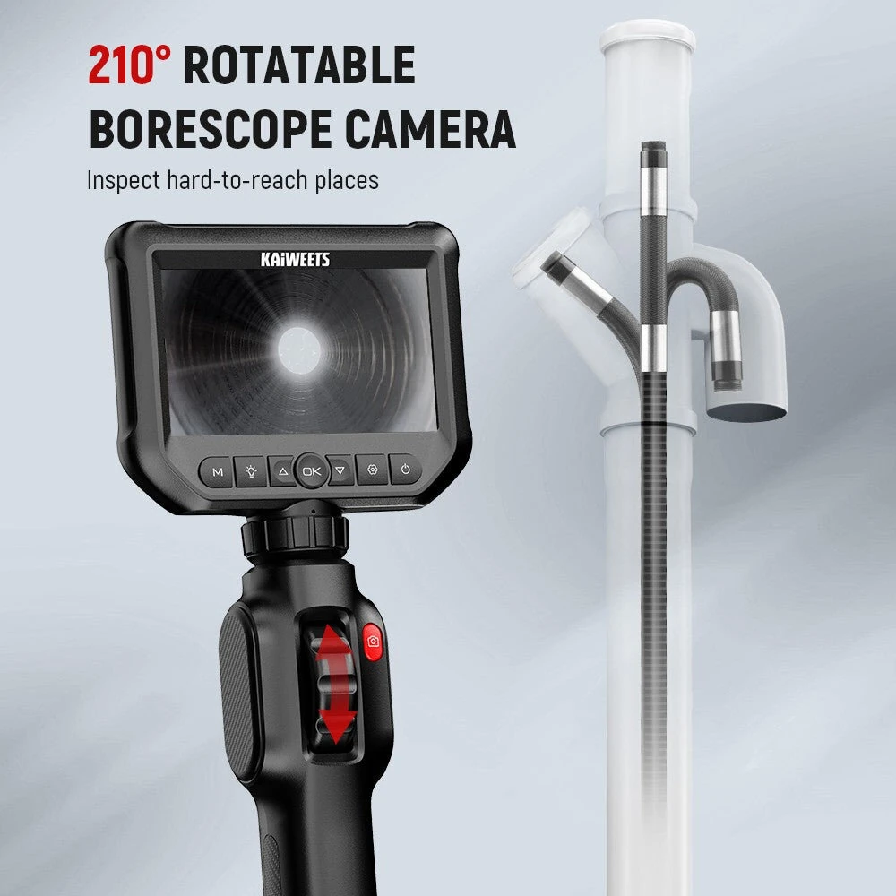 KAIWEETS KBA01 Borescope - 4.3 IPS Display | 8mm 2.0MP Snake Camera | 210° Articulating | IP67 Waterproof - Image 2