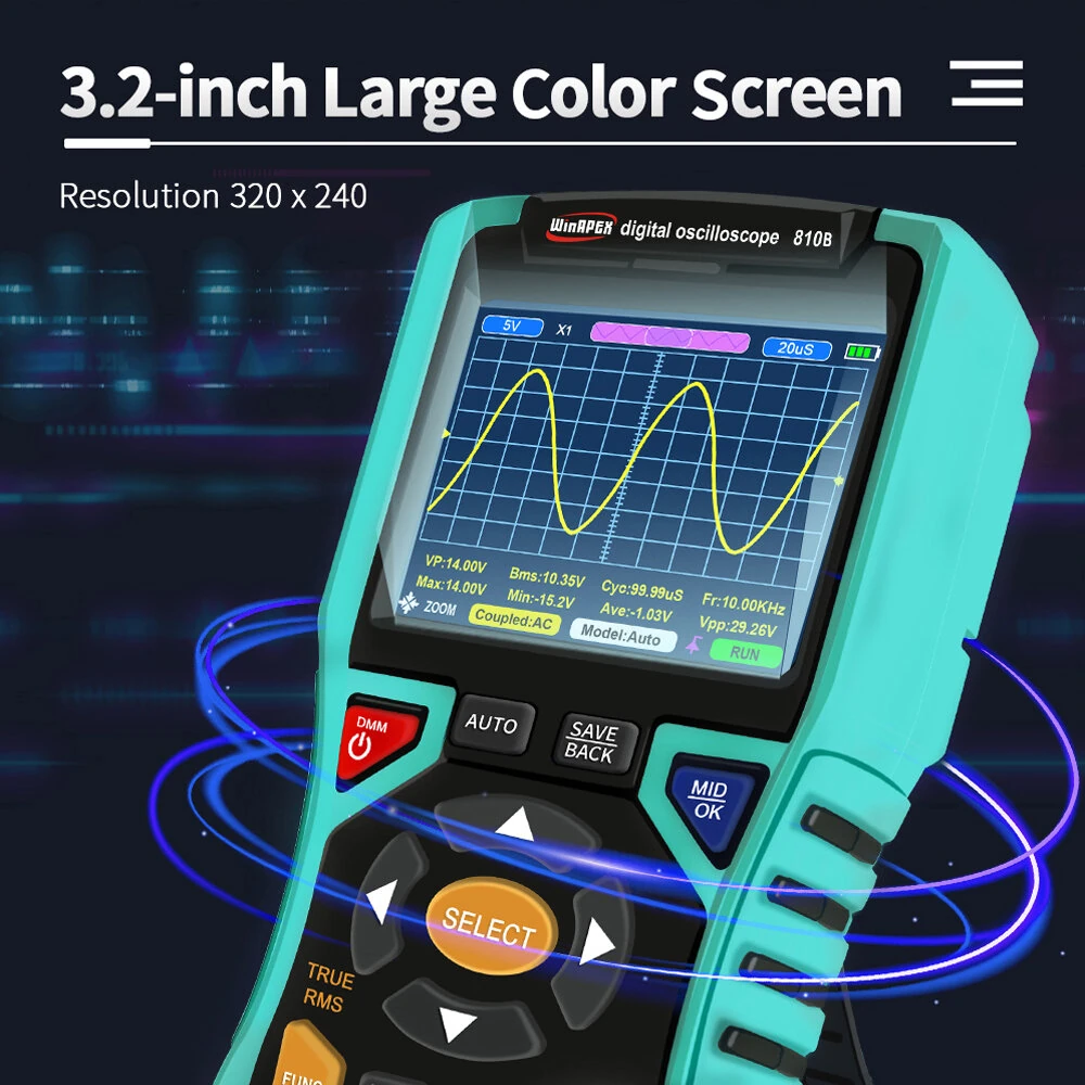 WINAPEX 810B 2IN1 Digital Oscilloscope Multimeter | 10MHz 50MSa/s | ±400V Protection - Image 4