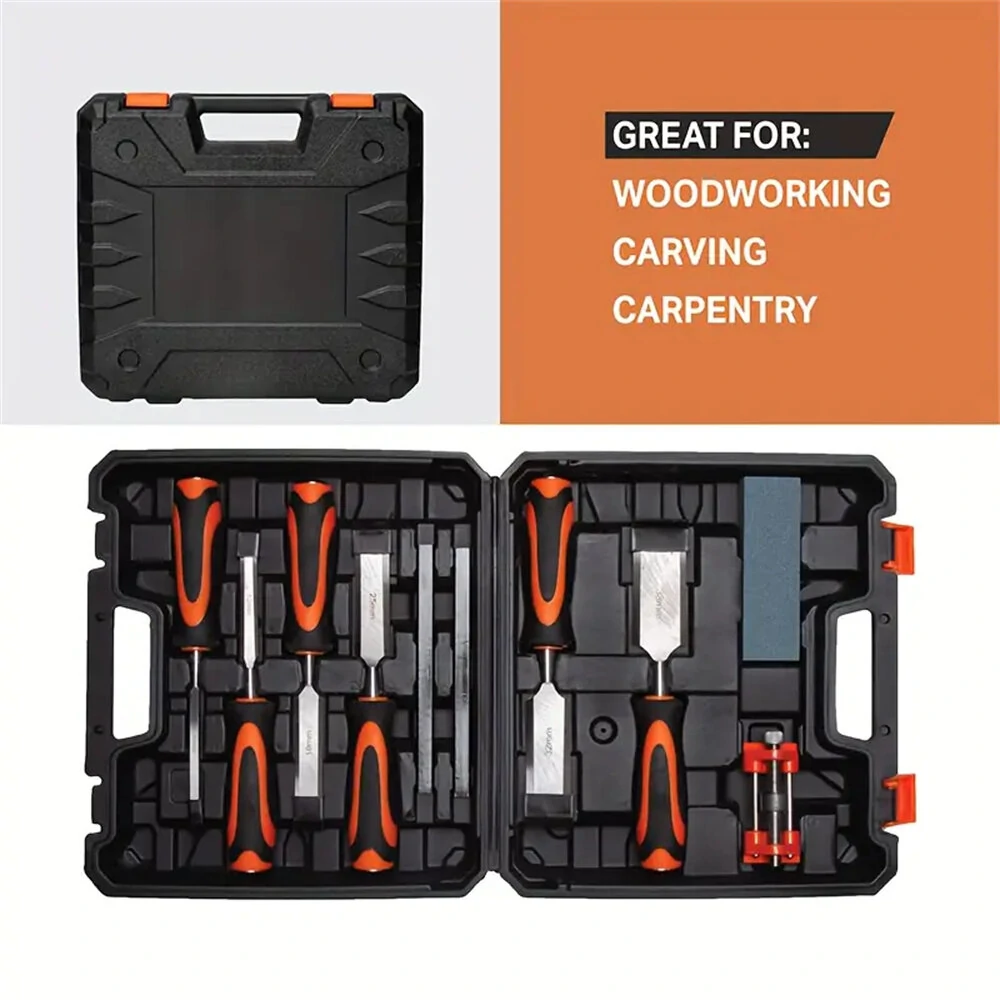 Wood Carving Chisel Set - 10PCS with Sharpening Stone & Guide | Heat-Treated 60 Cr-V Steel - Image 5