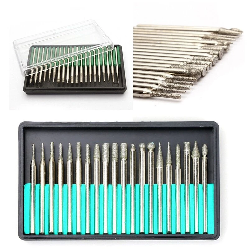 20 PCS Diamond Burr Bits - 2.35mm & 3.0mm for Engraving Carving Rotary Tool - Image 2
