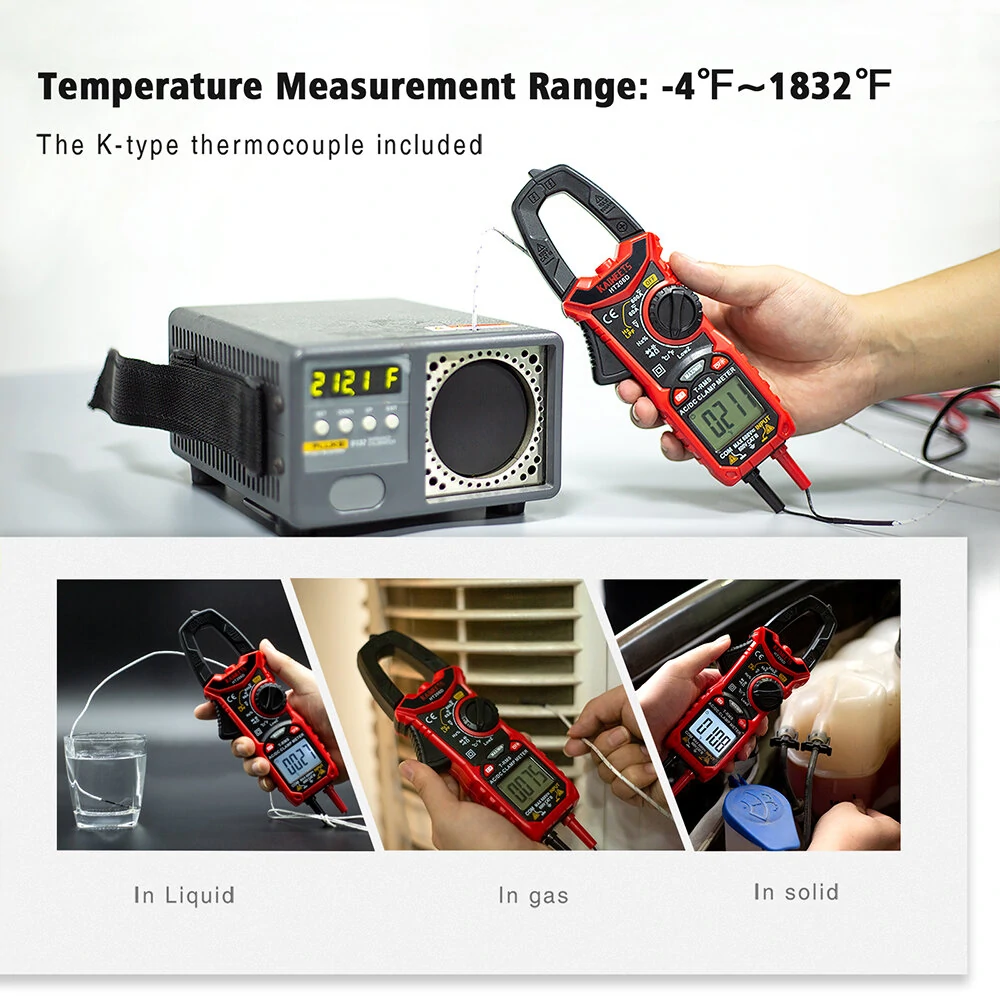 KAIWEETS HT206D Digital Clamp Meter - True RMS 6000 Counts AC/DC Voltage Tester - Image 2