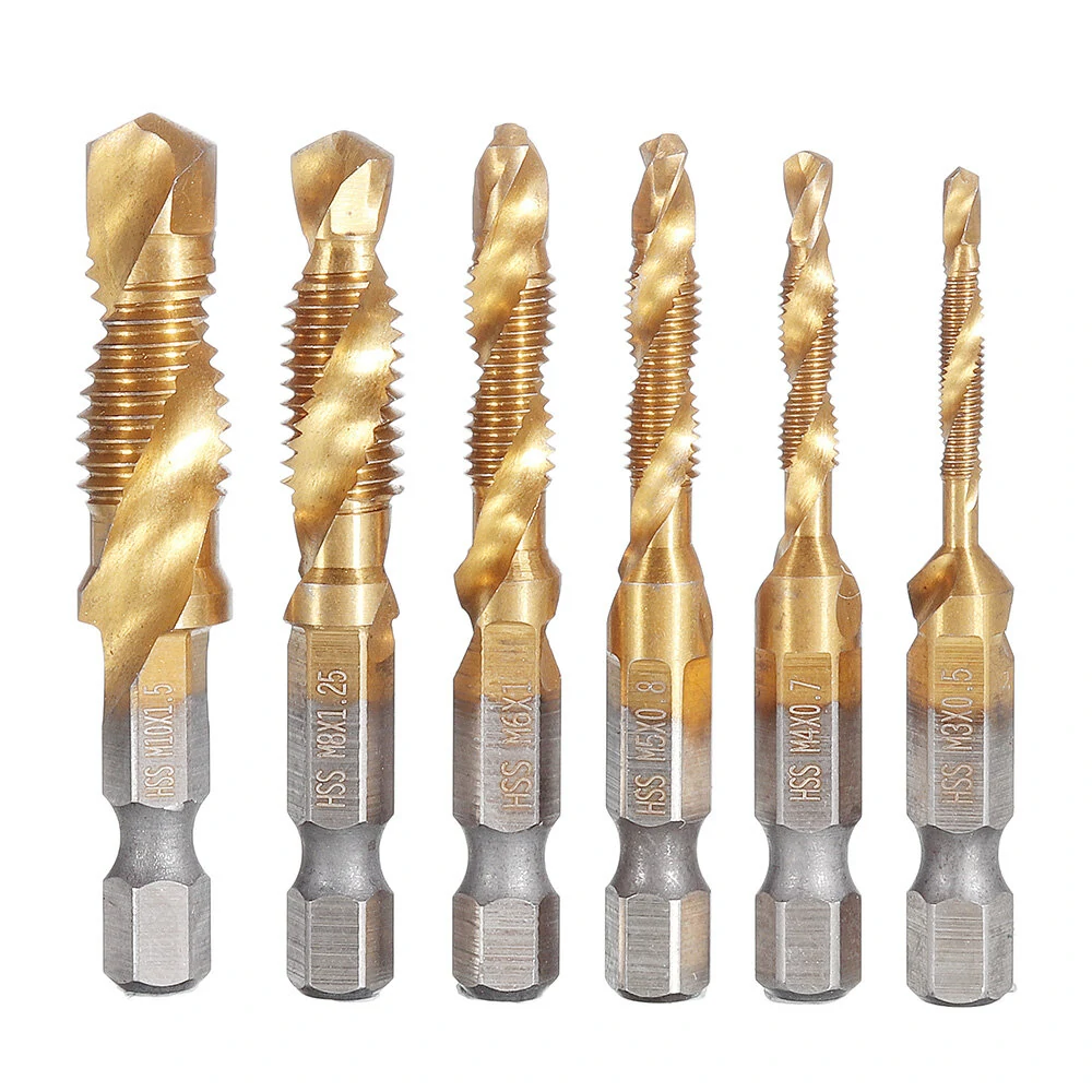 7Pcs HSS Titanium Drill Bit Set | M3-M10 Tap & Deburr Bits with Center Punch - Image 2