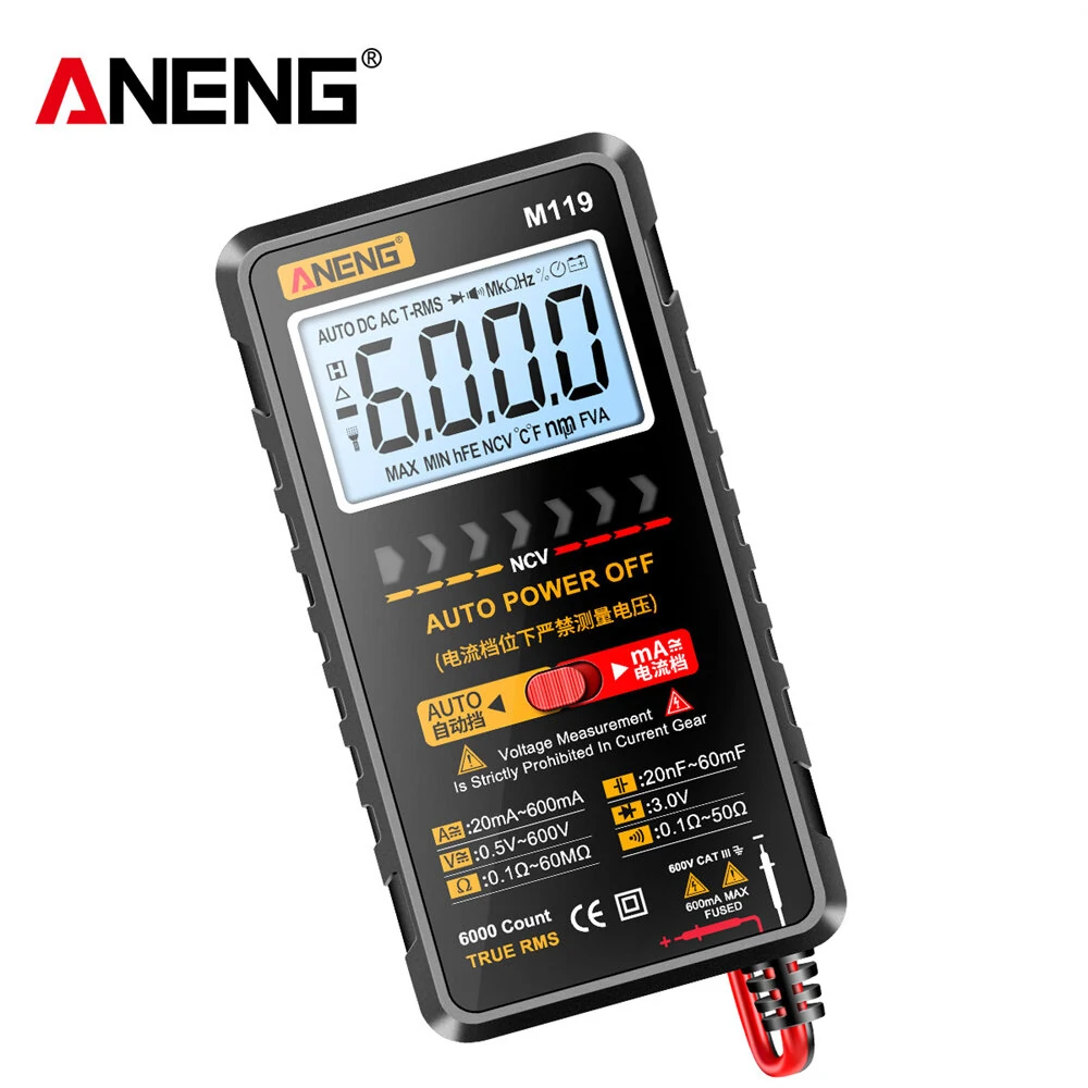 ANENG M119 Digital Multimeter - 6000 Counts Portable Tester for Capacitor Transistor - Image 2