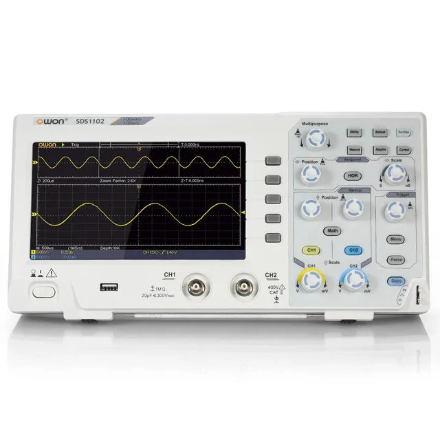 OWON SDS1102 Digital Oscilloscope - 2 Channel, 100MHz Bandwidth, 1GS/s - Image 2