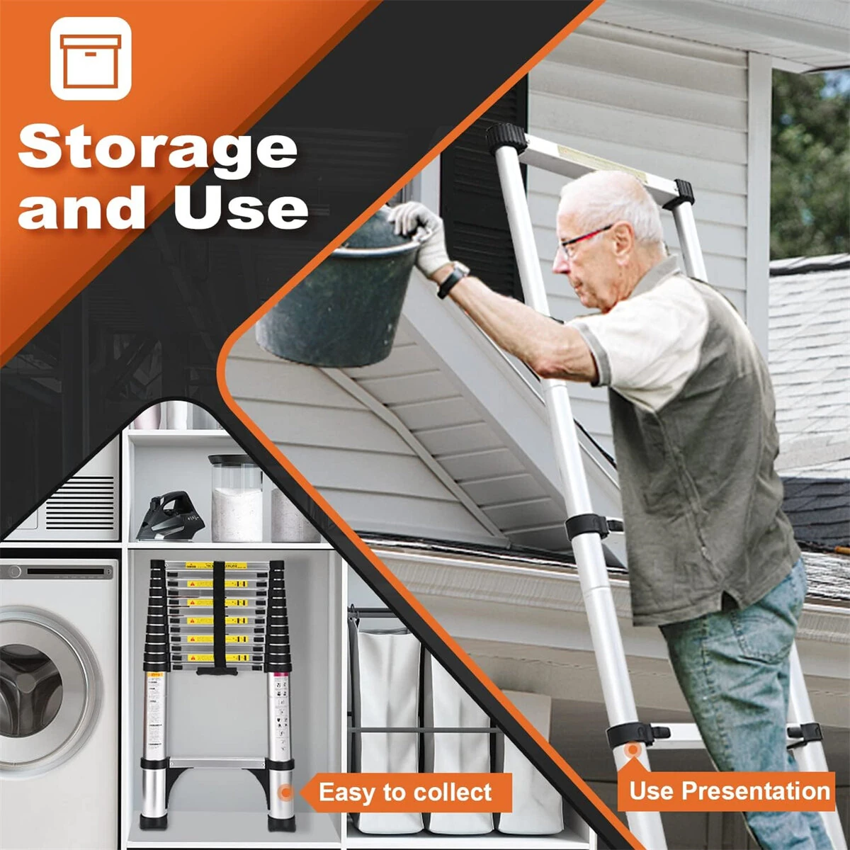 Aluminum Telescoping Ladder - 12.75ft Lightweight & Collapsible | 3150kg Capacity - Image 2