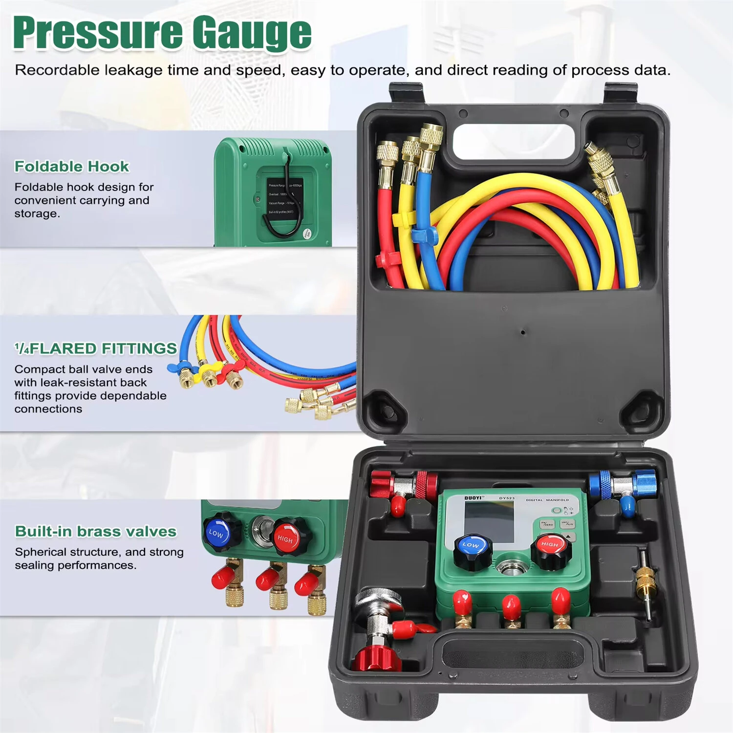 MT02 Digital HVAC Manifold Gauge - Dual Pressure Tester for 92 Refrigerants | Auto Repair - Image 4