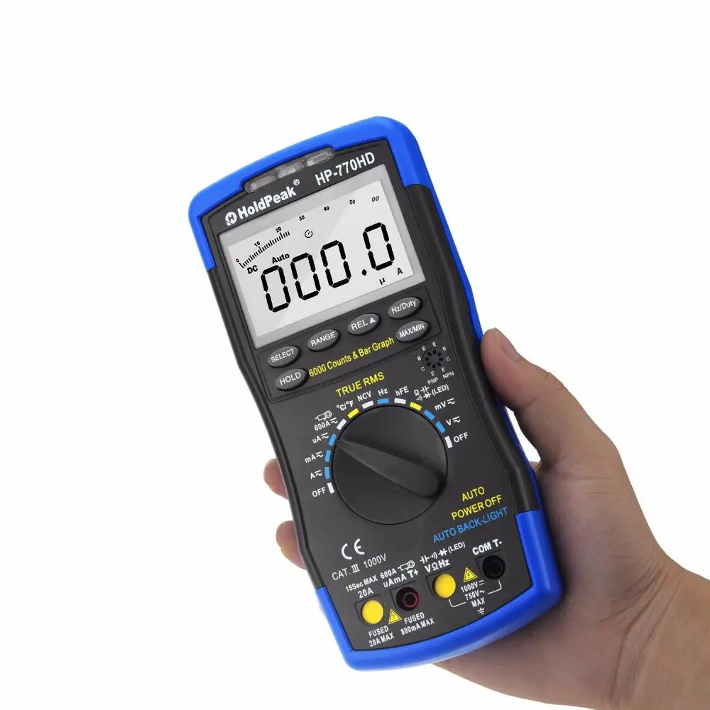 HoldPeak HP-770HD True RMS Digital Multimeter | Autorange AC/DC Voltage Tester - Image 4