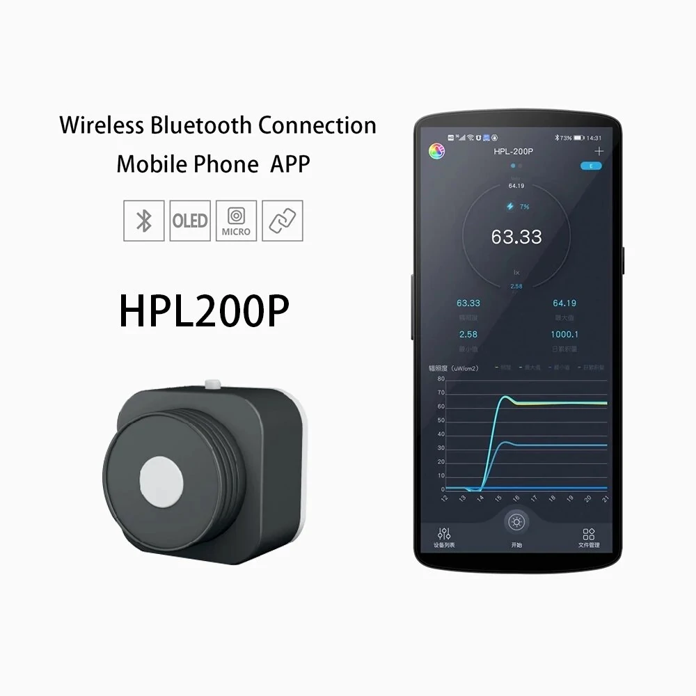 HPL200P Wireless PPFD Meter | 400-700nm Bluetooth LED Plant Growth Tester - Image 2