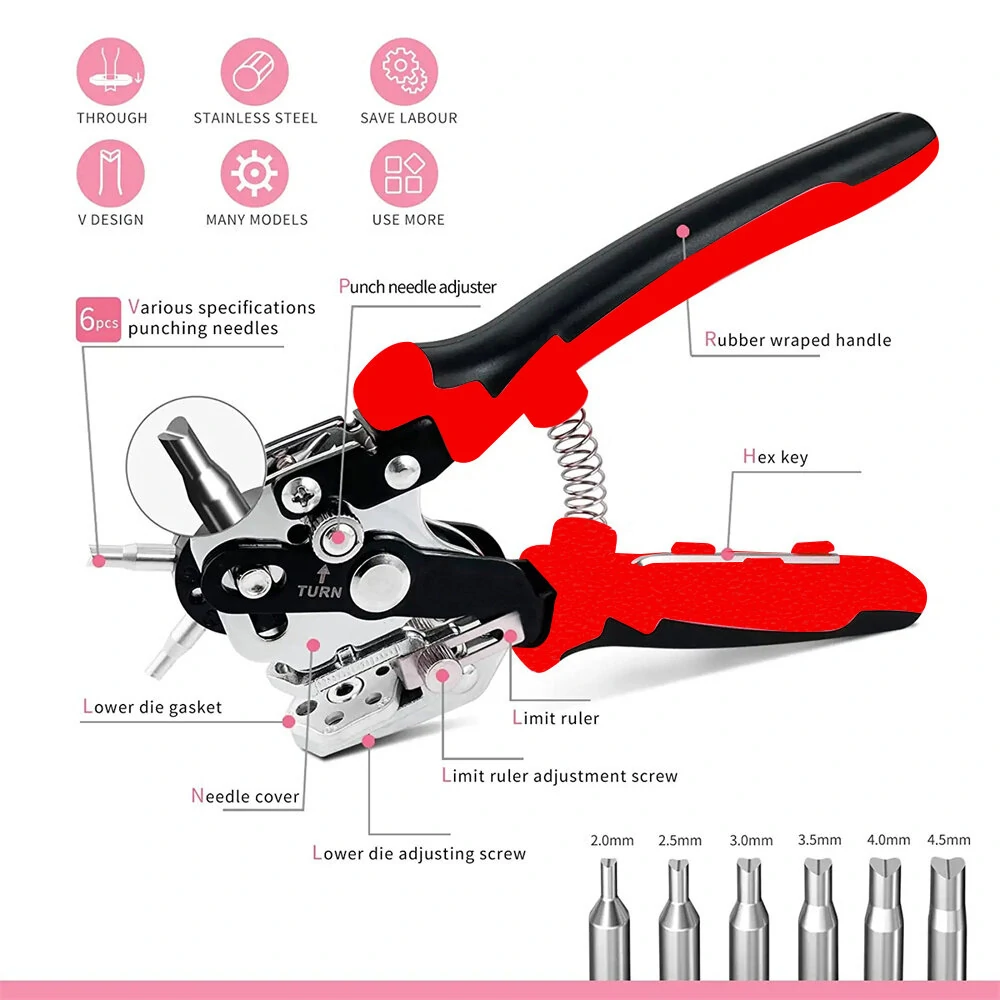 Multi-Size Hole Punch Tool - 2-4.5mm Stainless Steel - Professional Leather & Craft Punch - Image 3
