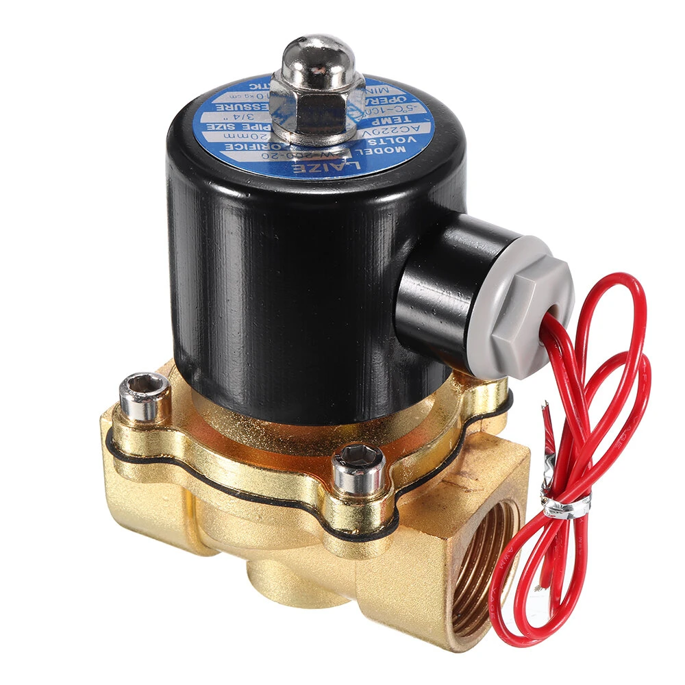 LAIZE DN20 3/4 NPT Brass Solenoid Valve - AC 220V/DC 12V/24V - Water Air Fuel - Image 2