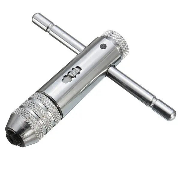 Drillpro T-Handle Ratchet Tap Wrench Set | M3-M8 Metric Plug Taps | 5pc Machine Screw Thread Kit - Image 3