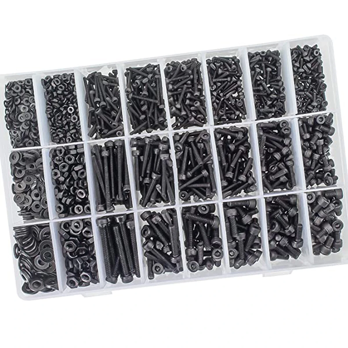 1200Pcs M2 M3 M4 Stainless Steel Screws & Socket Bolts Nuts Set | Assorted - Image 3