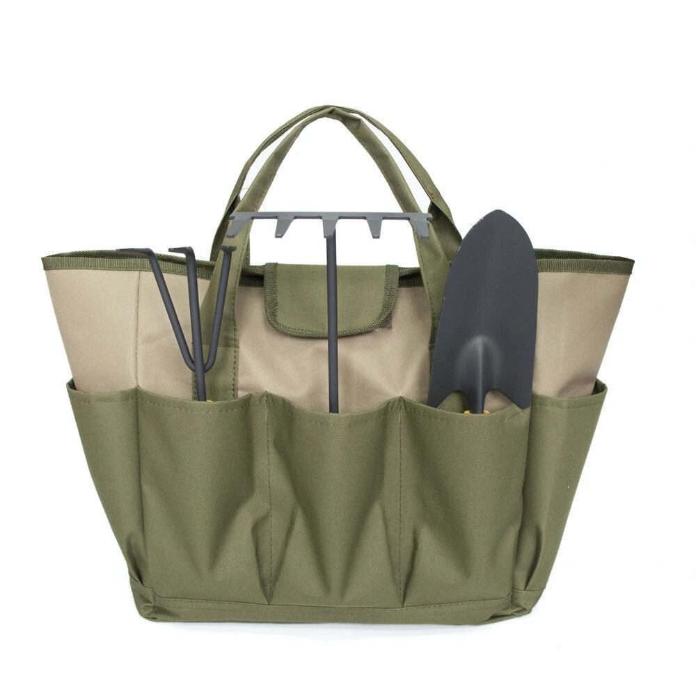 Garden Tool Set Organizer Tote - Lawn Yard Bag Carrier with Planting Tools - Image 2