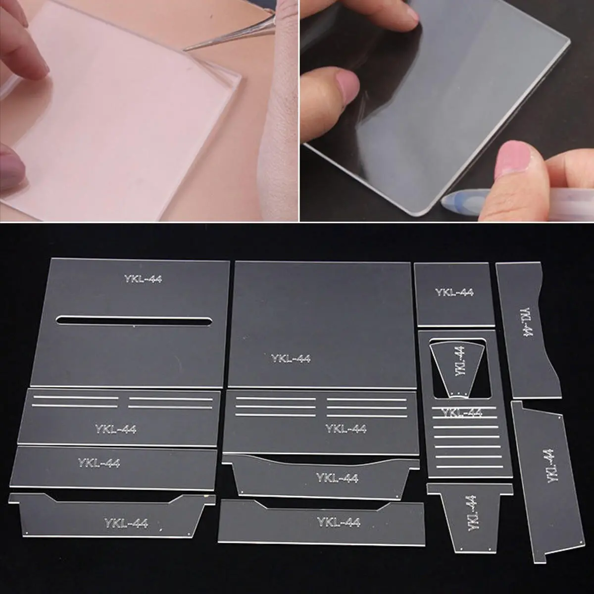 Acrylic Leather Craft Stencil Set - Handmade Tool for Long Wallet DIY - Image 3