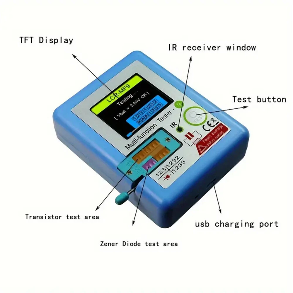 LCR-MF9 USB Rechargeable Multimeter | 1.8 TFT LCD | 0.01 Precision Tester - Image 5