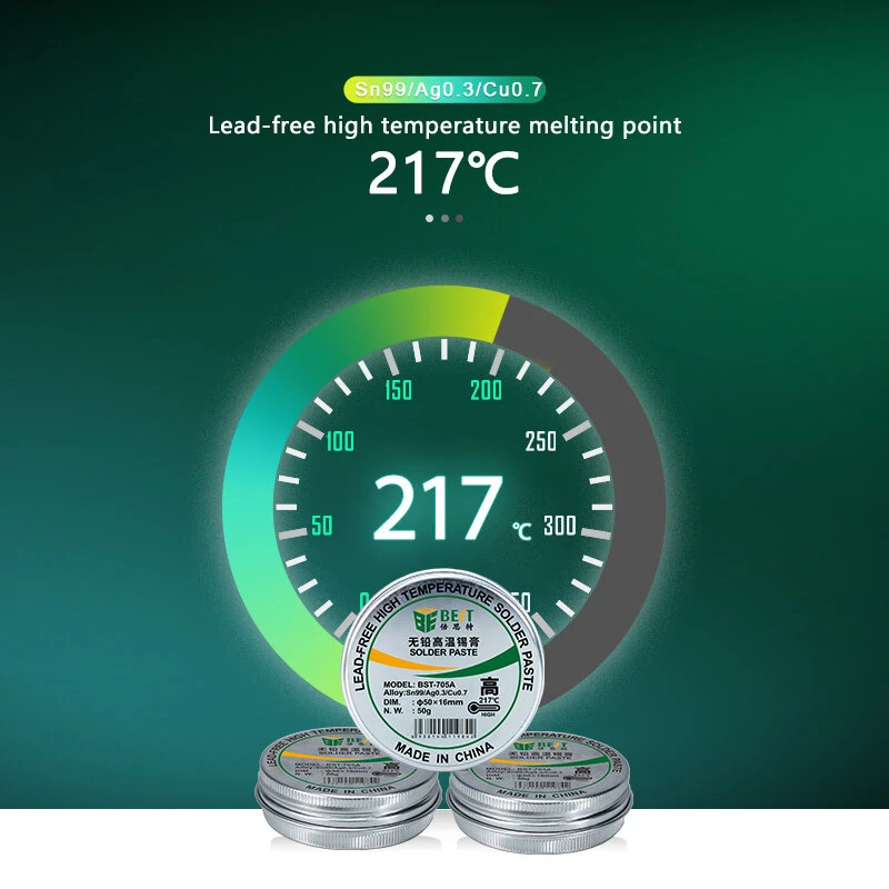 BST-705A Lead-Free High Temp Solder Paste | 217°C SMT Reflow for PCB Repair - Image 3