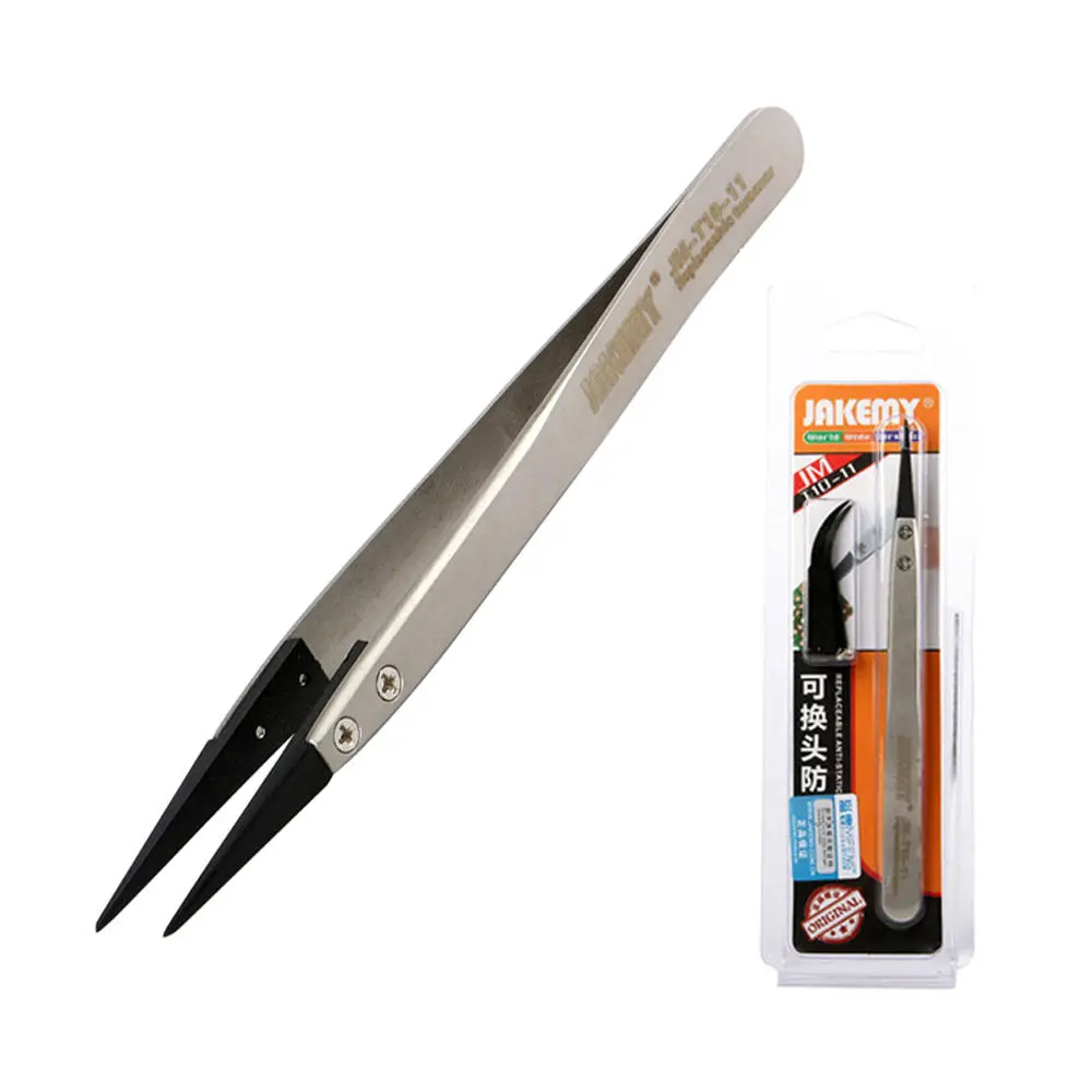JAKEMY JM-T10-11 Anti-static Tweezers Kit | Stainless Steel, Pointed & Curved Tips - Image 3
