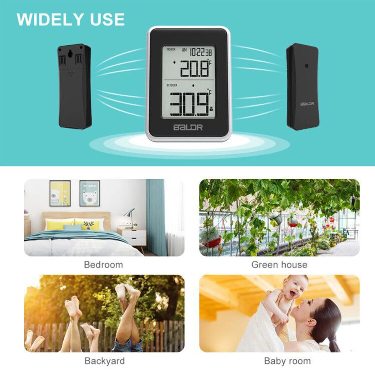 Digital Wireless Thermometer - Indoor Outdoor Temperature with LCD Display - Image 2