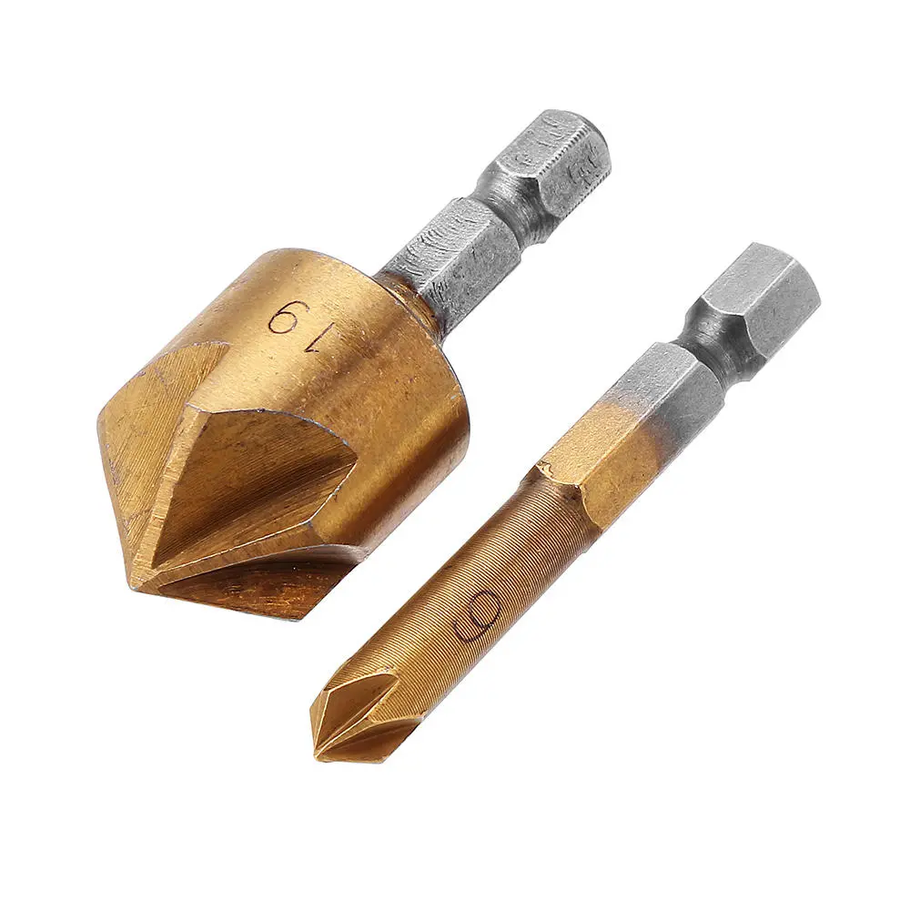 Drillpro 6-19mm Titanium Chamfer Cutter | 5 Flute 82° Countersink Drill Bit Set - Image 4