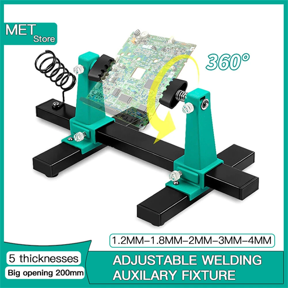 Adjustable PCB Holder - 0-200mm Clamping Range with Rotatable Chuck & Soldering Iron Holder - Image 2