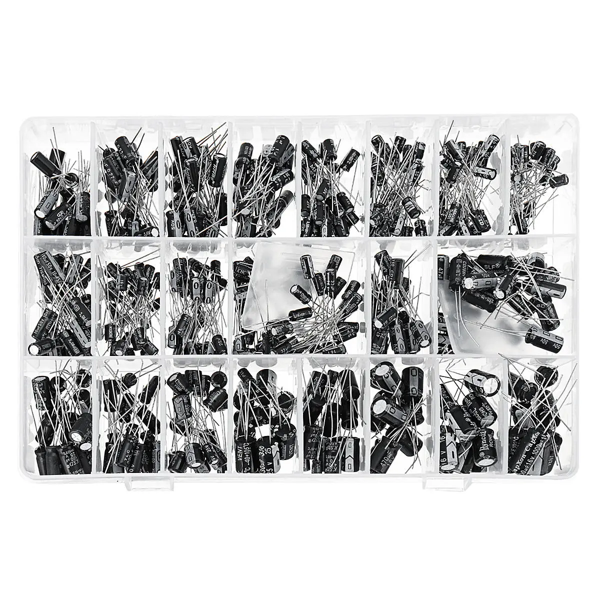 500PCS Electrolytic Capacitor Assortment Kit - 0.1UF to 1000UF, 16V-50V, 24 Values - Image 2