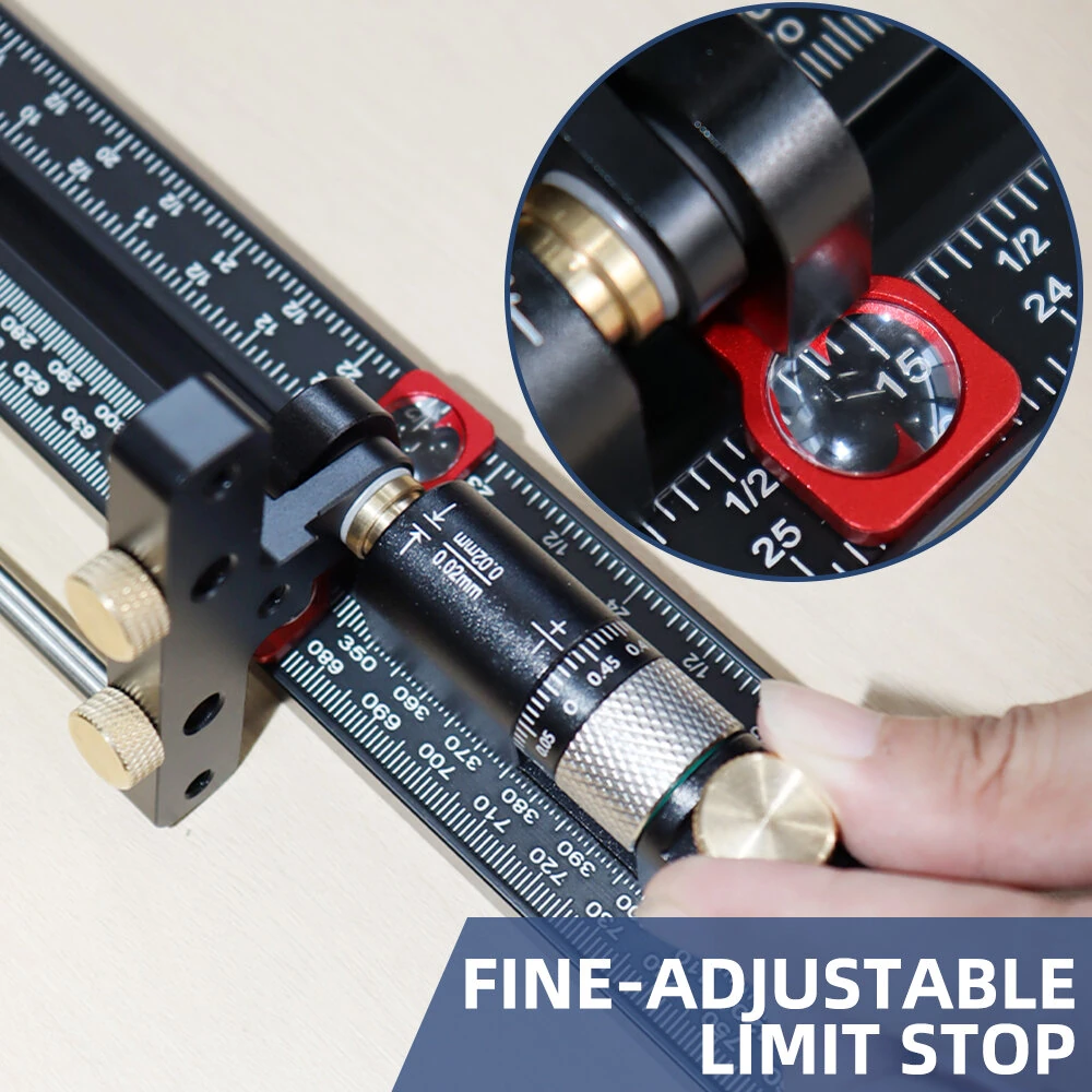 ENJOYWOOD Track Saw Parallel Guide System | 0-147.9cm Range with Micro Adjustable Flip Stop | Compatible with Makita Festool Milwaukee - Image 3