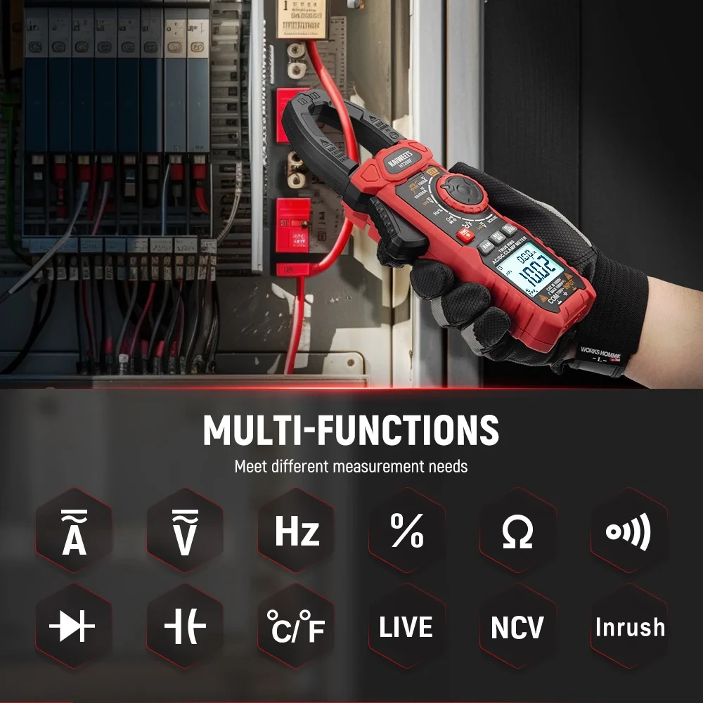 KAIWEETS HT208F Digital Clamp Meter - True-RMS 1000A AC/DC Current Tester - Image 2