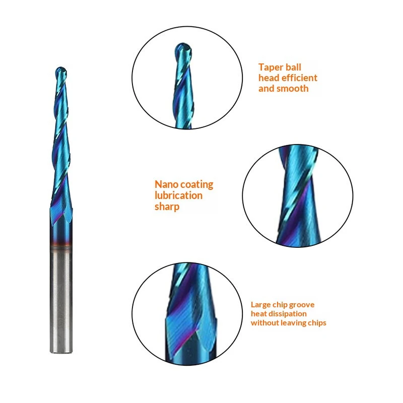 3D CNC Router Bit - 1/4 Inch Shank Tungsten Steel | HRC93 Hardness for Precision Carving - Image 3