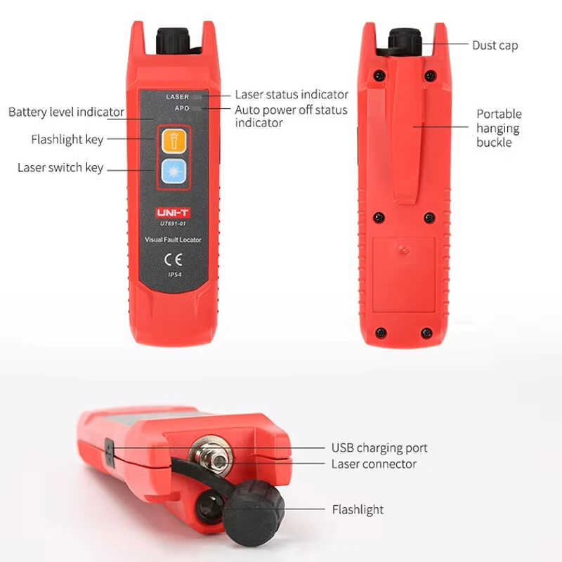 UNI-T UT691-10 Visual Fault Locator | 10mW Laser, 10km Range, USB Rechargeable - Image 5
