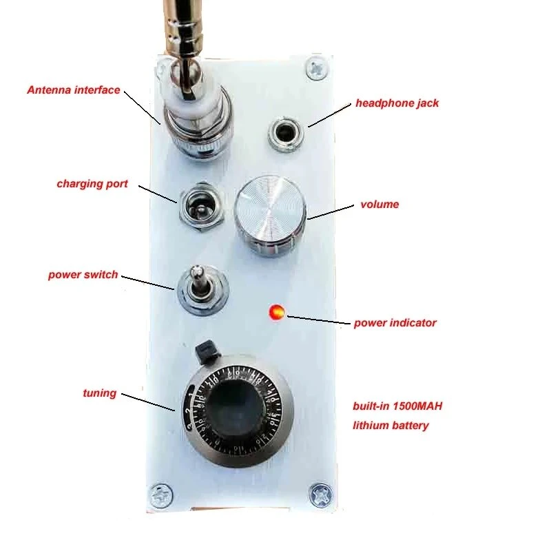 Assembled 118-136MHz AM Airband Aviation Receiver - Built-in Battery & Antenna - Image 4