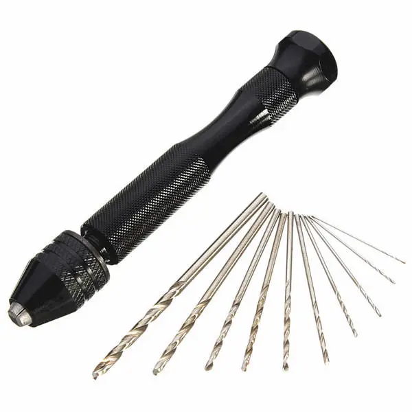 Mini Aluminum Hand Drill with Bench Clamp | 10 Twist Drill Bits for Carving - Image 5