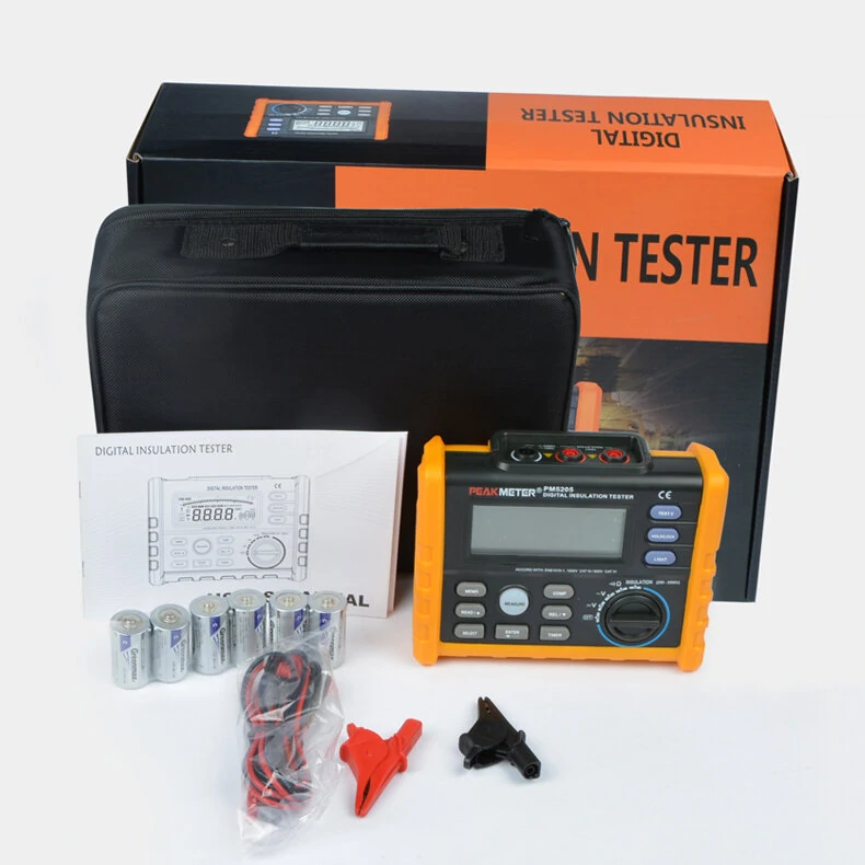 PEAKMETER MS5205 Insulation Resistance Tester - 2500V 0.01-100G Ohm | Analog & Digital - Image 3