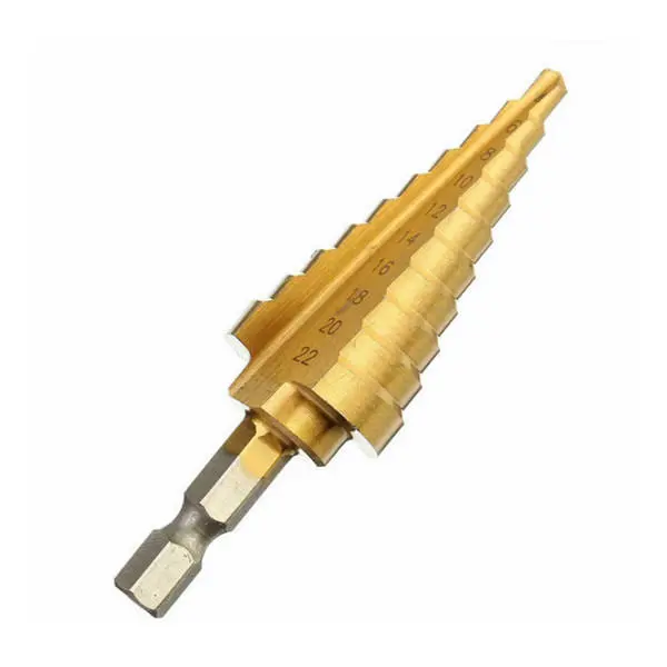 Doersupp 4-22mm Step Drill Bit | HSS Titanium Coated Hex Shank Hole Cutter - Image 4