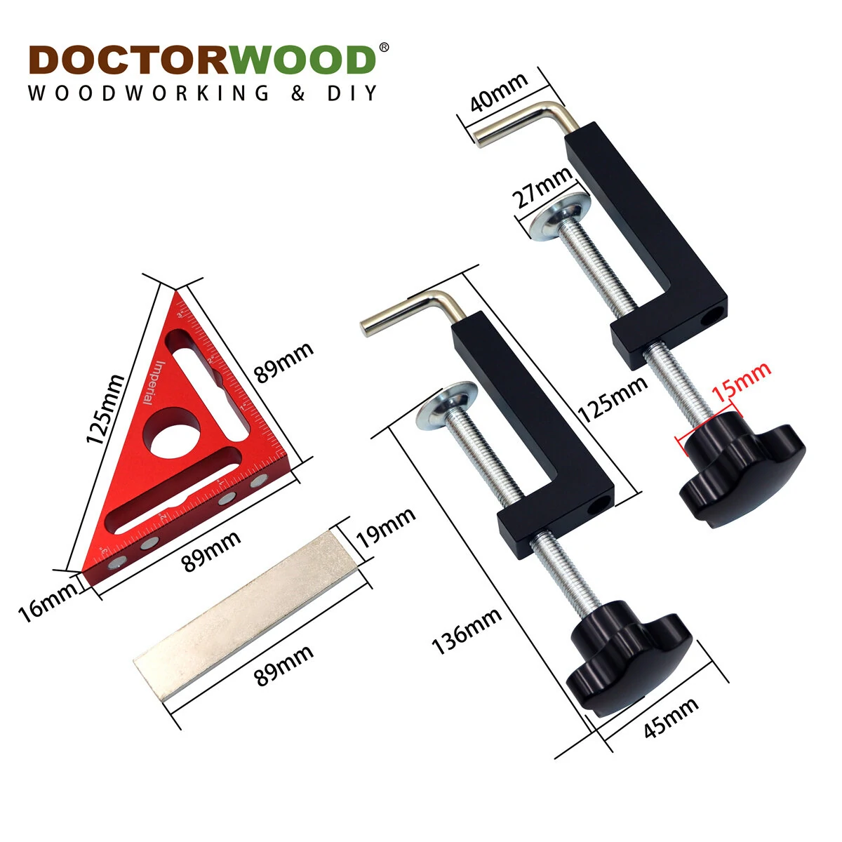 WoodworkPro 90 Degree Triangle Ruler with Clamp | Precision Woodworking Tool - Image 4