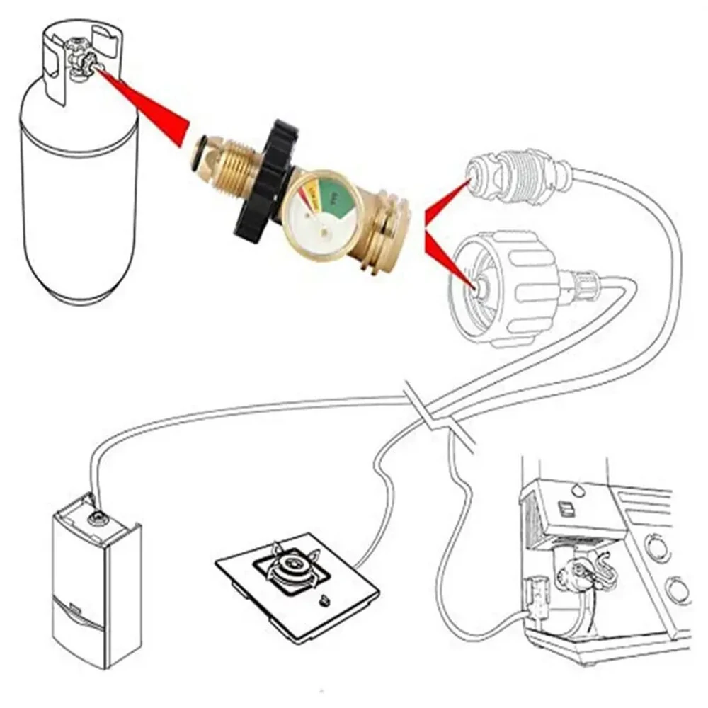 QCC to POL Gas Can Adapter with Pressure Gauge | American Standard Copper Fitting - Image 4