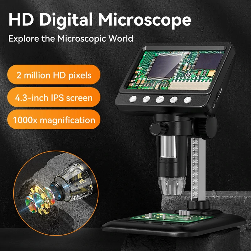 Digital Microscope with 4.3 Screen | 50-1000X Magnification & 2MP | 2000mAh Battery - Image 2