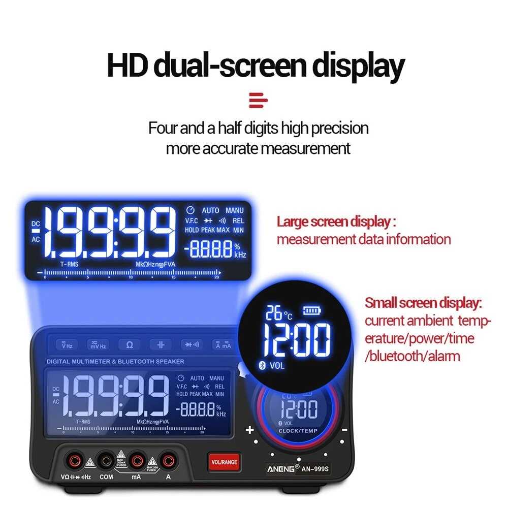 ANENG AN999S True RMS Bluetooth Multimeter | 19999 Counts | 3D Voice & Auto Range - Image 4