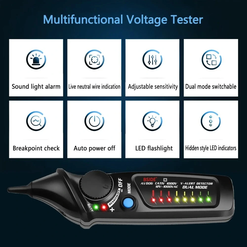 BSIDE AVD06 Professional Smart Tester - Non-Contact Voltage & Continuity Detector - Image 3