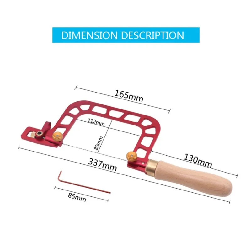 Coping Saw - Aluminum Alloy Frame & Wooden Handle - 337mm with Diamond Wire for Wood, Metal, Glass - Image 5