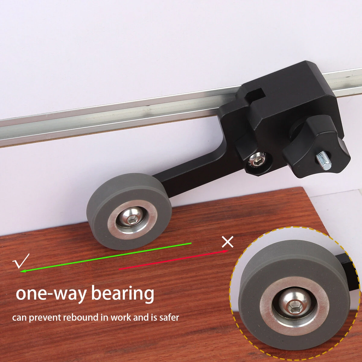 Woodworking Feather Loc Board Saw Table Pressing Feeder | One-Way Bearing Roller Safety Pushing Tool - Image 3