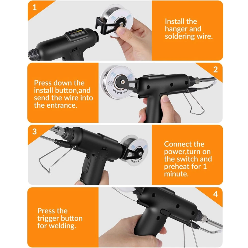 80W Automatic Soldering Iron Kit - 110V/220V with Ceramic Heater for Electronics Repair - Image 5