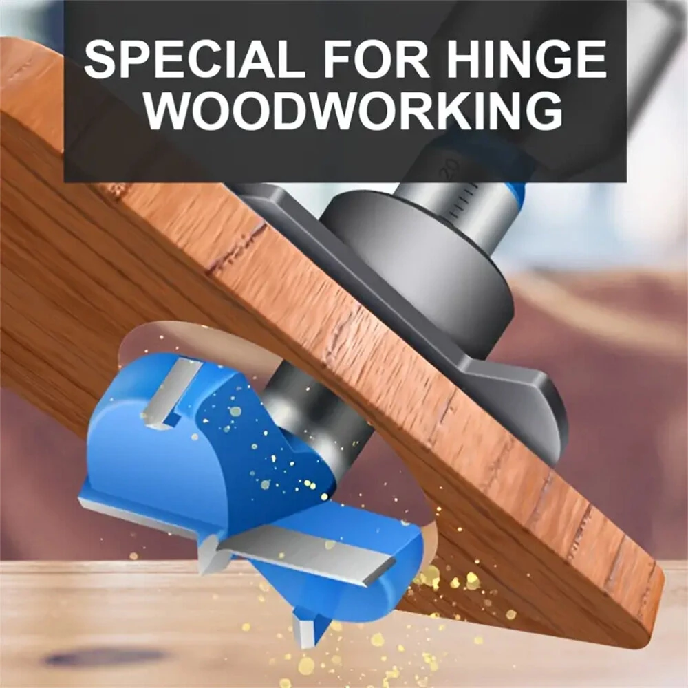 5pcs Blue Carbide Woodworking Hole Opener Set | Adjustable 15-35mm | Hinge Drill Bits - Image 3
