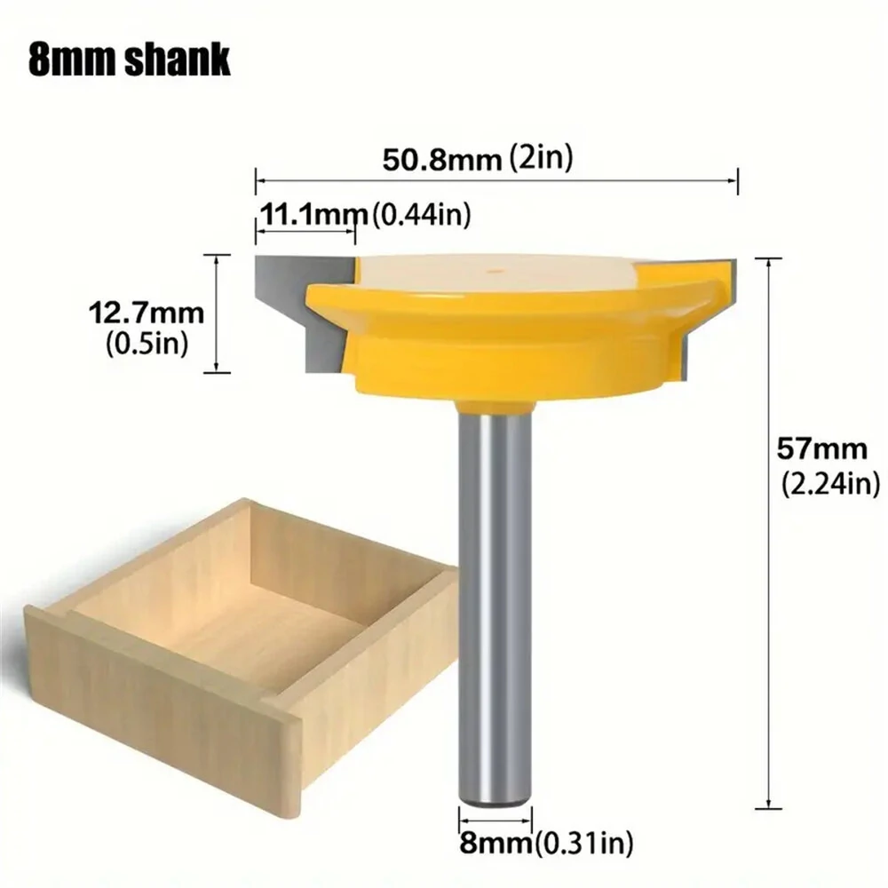 Drawer Tenon Router Bit - 1/2 & 8mm Shank - Tungsten Carbide Sharp Edged - Image 4