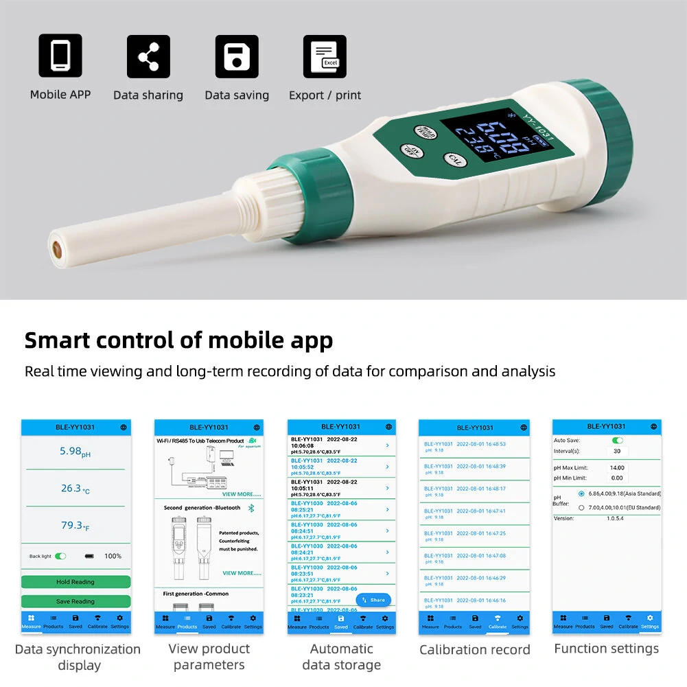 ZN-YY1031 Bluetooth pH Meter | High Precision for Skin, Dough & Water | Auto Temp Compensation - Image 4